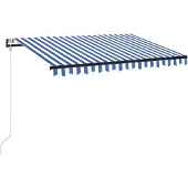 vidaXL Luifel automatisch met LED en windsensor 300x250 cm blauw wit