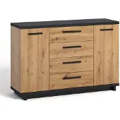 Meubella Dressoir Incala - Eiken - Zwart - 135 cm