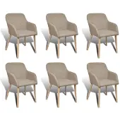 vidaXL Eetkamerstoelen met eikenhouten poten stof beige 6 st online kopen