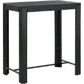 vidaXL Tuinbartafel 100x60,5x110,5 cm poly rattan zwart