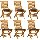 vidaXL Klapstoelen met taupekleurige kussens, 6 stuks, massief teakhout