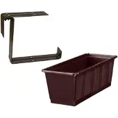 Geli Kunststof plantenbak bruin rechthoekig 60 cm met 2 verstelbare railing beugels - Plantenbakken