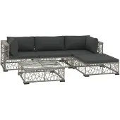 vidaXL Salon de jardin 5 pcs avec coussins résine tressée gris46808