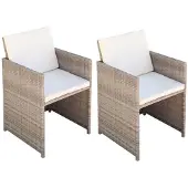vidaXL Tuinstoelen 2 st met kussens poly rattan beige