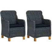 vidaXL Tuinstoelen 2 st met kussens poly rattan donkergrijs