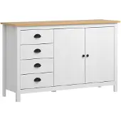 vidaXL Dressoir Hill 130x40x80 cm massief grenenhout wit