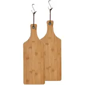 Zeller 2x stuks bamboe houten snijplanken/serveerplanken met handvat 44 x 16 cm - Snijplanken