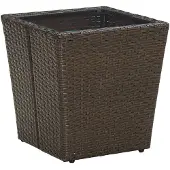 vidaXL Salontafel 41,5x41,5x44 cm poly rattan en gehard glas bruin