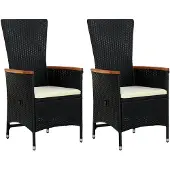 vidaXL Tuinstoelen 2 st met kussens poly rattan zwart
