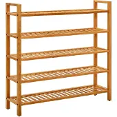 vidaXL Schoenenrek met 5 schappen 100x27x100 cm massief eikenhout