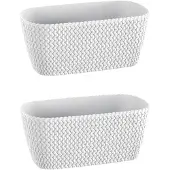 Prosperplast 2x Kunststof splofy plantenbak/bloembak wit 30 cm - Plantenbakken