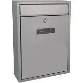 Perel Brievenbus met naamplaatje, Ibiza wandbrievenbus, wandmontage, met slot, deksel, afsluitbaar, incl. 2 sleutels, gegalvaniseerd staal, 36 x 26 x 8 cm, zilvergrijs