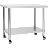 vidaXL Keukenwerkblad met wielen, 100x45x85 cm, roestvrij staal