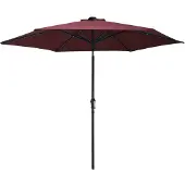 vidaXL Parasol met LED-verlichting en stalen paal 300 cm bordeauxrood