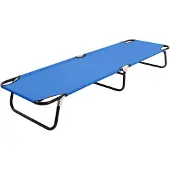 vidaXL Ligbed inklapbaar staal blauw