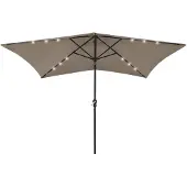 vidaXL Parasol met LED's en stalen paal 2x3 m taupe