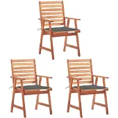 vidaXL Tuinstoelen 3 st met kussens massief acaciahout