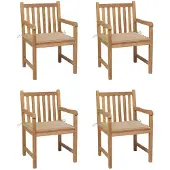 vidaXL Tuinstoelen 4 st met beige kussens massief teakhout