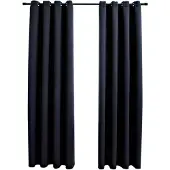 vidaXL Gordijn verduisterend met metalen ringen 2 st 140x175 cm zwart