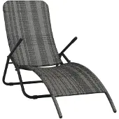 vidaXL Ligbed inklapbaar poly rattan grijs
