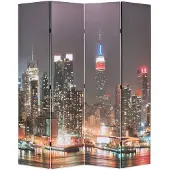 vidaXL Kamerscherm inklapbaar New York bij nacht 160x170 cm