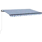 vidaXL Luifel handmatig uittrekbaar 400x350 cm blauw en wit