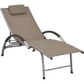 vidaXL Ligbed textileen en aluminium taupe