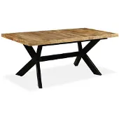 vidaXL Eettafel 180 cm massief mangohout en stalen kruis