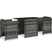 vidaXL 3-delige Bistroset met kussens poly rattan grijs