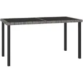 vidaXL Tuintafel 140x70x73 cm poly rattan grijs