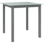 vidaXL Tuintafel 80x80x74 cm aluminium en glas lichtgrijs