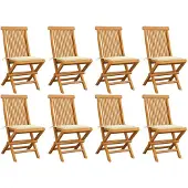vidaXL Tuinstoelen 8 st met crèmekleurige kussens massief teakhout