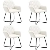vidaXL Eetkamerstoelen 4 st stof crèmekleurig