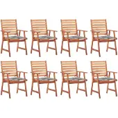 vidaXL Tuinstoelen 8 st met kussens massief acaciahout