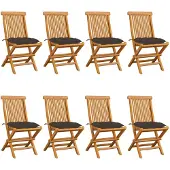 vidaXL Tuinstoelen 8 st met taupe kussens massief teakhout