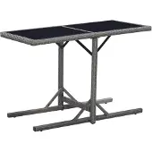 vidaXL Tuintafel 110x53x72 cm glas en poly rattan zwart