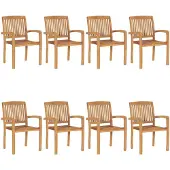 vidaXL Tuinstoelen stapelbaar 8 st massief teakhout