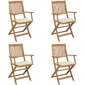 vidaXL Tuinstoelen 4 st inklapbaar met kussens massief acaciahout