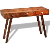 vidaXL Wandtafel met 3 lades 76 cm massief acaciahout