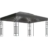 vidaXL Paviljoen met dubbel dak en LED-lichtketting, 3x4 meter, antraciet