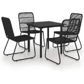 vidaXL 5-delige tuinset, polyrotan en glas
