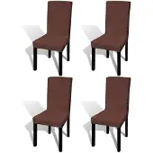 vidaXL Stoelhoezen 4 st stretch recht bruin