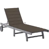 vidaXL Ligbed met kussen massief acaciahout grijs