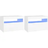 vidaXL Nachtkastjes 2 st LED-verlichting 60x35x40 cm bewerkt hout wit