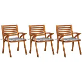 vidaXL Tuinstoelen 3 st met kussens massief acaciahout
