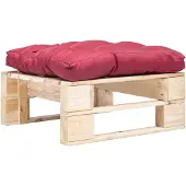 vidaXL Tuinpoef met rood kussen pallet hout naturel