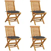 vidaXL Tuinstoelen 4 st met antracietkleurige kussens massief teakhout