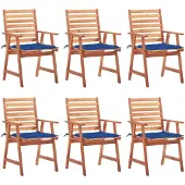 vidaXL Tuinstoelen 6 st met kussens massief acaciahout