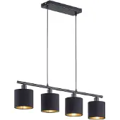 TRIO Eetkamer hanglamp Tommy 4-lichts zwart met gouden binnenkant