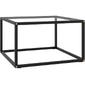 vidaXL Salontafel met gehard glas 60x60x35 cm zwart